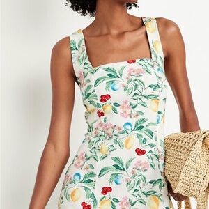 NWT Old Navy White Floral Lemon Print Mini Sundress Size Medium